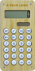 YourLogo.uk image of branded wooden calculator and details of our fast quotation serviceuantity